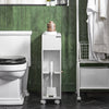 SoBuy BZR117-W Dulap WC Toalete, Mobilier Baie Îngust cu Roți, Suport Hârtie Igienică cu 2 Uși Glisante din Sticlă