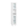 SoBuy Dulap de coloane cu o baie de economisire mobilă înaltă cu două uși de sticlă dulap alb baie îngustă 30x30x171 cm BZR118-W