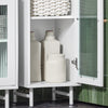 SoBuy BZR118-W Meuble Colonne de Salle de Bain Étagère étroite Armoire Haute Placard de Rangement avec 2 Portes en Verre, 2 Compartiments Ouverts