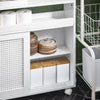 SoBuy BZR119-W Armoire WC Toilettes Compact Roulante Salle de Bain Étroit sur roulettes, Support Papier Toilette