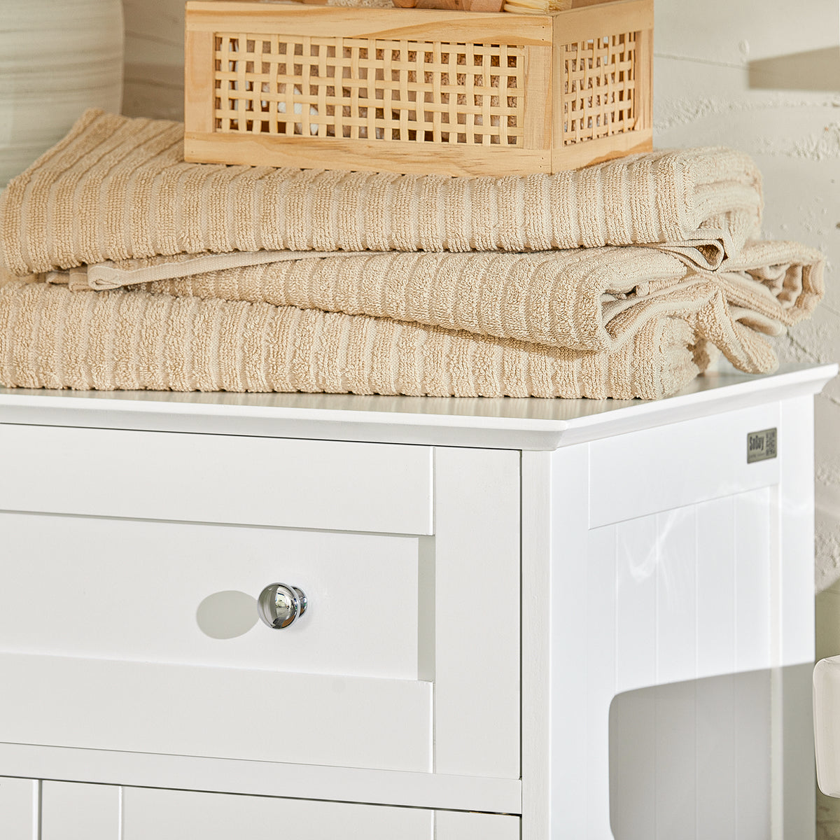 SoBuy BZR120-W Meuble Bas de Salle de Bain Armoire Toilette Commode Meuble de Rangement avec 1 Tiroir et 2 Portes