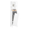 SoBuy BZR123-W Dulap de Baie cu Coș de Rufe, Coloană de Baie pentru Depozitare 145 cm, Dulap de Depozitare cu 2 Rafturi Deschise și Coș de Rufe Detașabil, Coloană Albă pentru Spații Mici