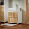 SoBuy BZR125-W Mobilier pentru baie sub lavoar, Mobilier sub chiuvetă cu 2 uși din bambus, Dulap de depozitare sub chiuvetă de bucătărie, L60 x P30 x H61 cm