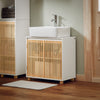 SoBuy Dulap Sottolavabo cu două uși de bambus dulap de bază de bază de bază fără chiuvetă naturală 60x33x60cm BZR125-W