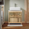 SoBuy BZR125-W Mobilier pentru baie sub lavoar, Mobilier sub chiuvetă cu 2 uși din bambus, Dulap de depozitare sub chiuvetă de bucătărie, L60 x P30 x H61 cm