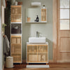 SoBuy BZR125-W Mobilier pentru baie sub lavoar, Mobilier sub chiuvetă cu 2 uși din bambus, Dulap de depozitare sub chiuvetă de bucătărie, L60 x P30 x H61 cm