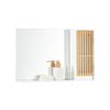 SoBuy BZR128-W Oglindă de baie cu raft, Comodă, Dulap de perete, Oglindă de perete, Mobilier de baie suspendat, Dulap de perete