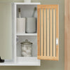SoBuy BZR128-W Oglindă de baie cu raft, Comodă, Dulap de perete, Oglindă de perete, Mobilier de baie suspendat, Dulap de perete