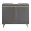 SoBuy Dulap Sottolavabo cu 2 uși pliante dulap pentru baie dulap gri chiuvetă 75x35x65cm BZR129-HG