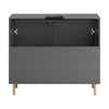 SoBuy Dulap Sottolavabo cu 2 uși pliante dulap pentru baie dulap gri chiuvetă 75x35x65cm BZR129-HG