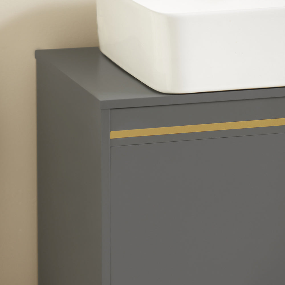 SoBuy BZR129-HG Meuble sous Lavabo, Meuble sous Vasque avec 2 Portes et 2 Étages, Meuble sur Pied de Salle de Bain, Placard Armoire