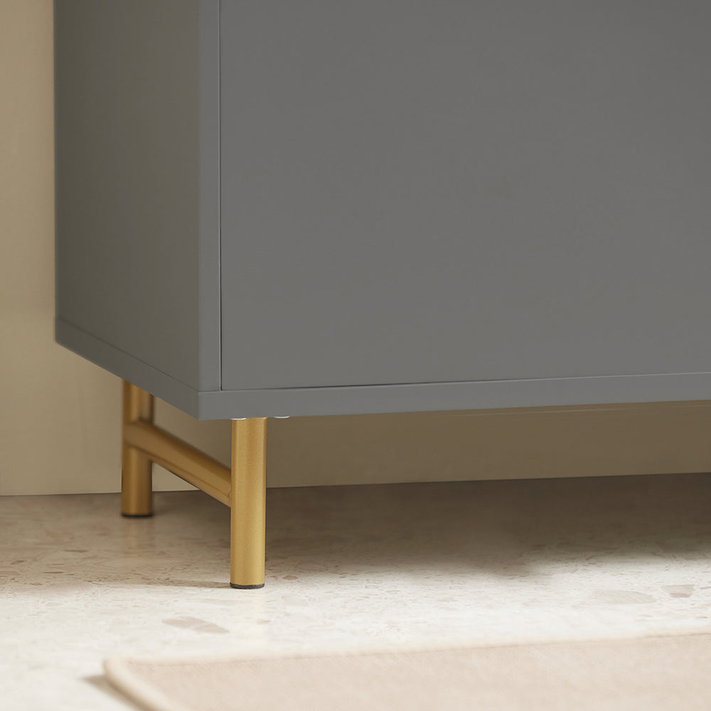 SoBuy BZR129-HG Meuble sous Lavabo, Meuble sous Vasque avec 2 Portes et 2 Étages, Meuble sur Pied de Salle de Bain, Placard Armoire