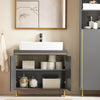 SoBuy BZR129-HG Meuble sous Lavabo, Meuble sous Vasque avec 2 Portes et 2 Étages, Meuble sur Pied de Salle de Bain, Placard Armoire
