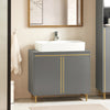 SoBuy Dulap Sottolavabo cu 2 uși pliante dulap pentru baie dulap gri chiuvetă 75x35x65cm BZR129-HG