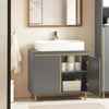 SoBuy Dulap Sottolavabo cu 2 uși pliante dulap pentru baie dulap gri chiuvetă 75x35x65cm BZR129-HG