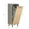 SoBuy BZR132-NG Meuble salle de bain avec panier à linge rabattable Armoire de salle de bain étroite avec pieds en métal & panier à linge amovible – Meuble buanderie en bois, Gris Naturel 31,5x86x30cm