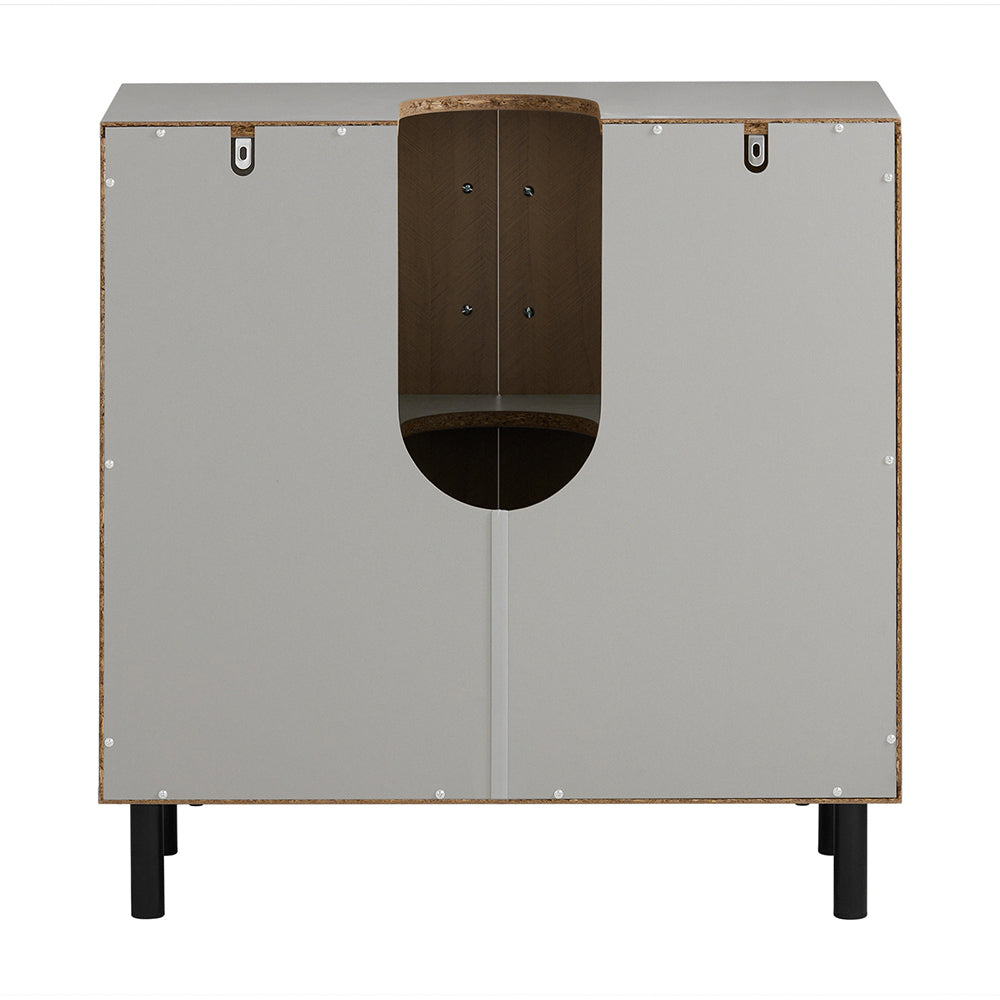 SoBuy BZR133-NG Meuble sous Lavabo, Meuble sous Vasque, Meuble Salle de Bain avec 2 Portes et 2 Étages, Placard de Rangement