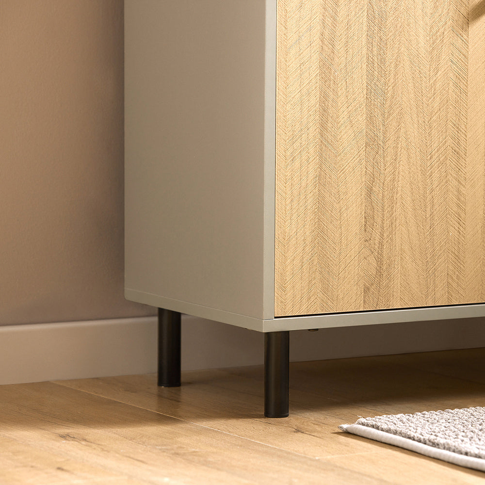SoBuy BZR133-NG Meuble sous Lavabo, Meuble sous Vasque, Meuble Salle de Bain avec 2 Portes et 2 Étages, Placard de Rangement