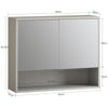 SoBuy BZR134-NG Armoire Murale de Salle de Bain avec Miroir, Meuble de Toilette Suspendue Placard de Rangement