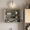 SoBuy BZR134-NG Armoire Murale de Salle de Bain avec Miroir, Meuble de Toilette Suspendue Placard de Rangement