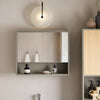 SoBuy BZR134-NG Armoire Murale de Salle de Bain avec Miroir, Meuble de Toilette Suspendue Placard de Rangement