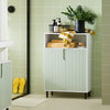 SoBuy BZR138-GR Meuble Bas de Salle de Bain Meuble de Rangement Salle de Bain Placard de Rangement Armoire Toilette avec 1 Compartiment Ouvert, 2 Portes, 60x30x87 cm