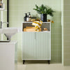 SoBuy BZR138-GR Meuble Bas de Salle de Bain Meuble de Rangement Salle de Bain Placard de Rangement Armoire Toilette avec 1 Compartiment Ouvert, 2 Portes, 60x30x87 cm