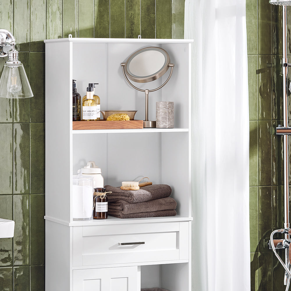 SoBuy BZR141-W Dulap de baie Mobilier de coloană Dulap de depozitare pentru baie Dulap înalt
