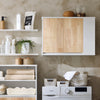 SoBuy BZR144-WN Armoire Murale, Placard de Rangement, Meuble Haut avec 2 Portes, Étagère latérale et Ouverte
