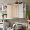 SoBuy BZR144-WN Armoire Murale, Placard de Rangement, Meuble Haut avec 2 Portes, Étagère latérale et Ouverte