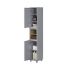 SoBuy BZR147-DG Meuble Colonne Armoire de Salle de Bain Étagère Étroite avec 2 Portes et 2 Compartiments