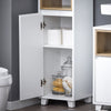 SoBuy BZR147-W Coloană de Baie Înaltă și Etanșă cu Rafturi Deschise și Uși, Dulap de Depozitare Baie Alb din MDF/PB 30x170x30cm