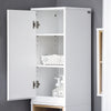 SoBuy BZR147-W Coloană de Baie Înaltă și Etanșă cu Rafturi Deschise și Uși, Dulap de Depozitare Baie Alb din MDF/PB 30x170x30cm