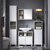 SoBuy BZR147-W Coloană de Baie Înaltă și Etanșă cu Rafturi Deschise și Uși, Dulap de Depozitare Baie Alb din MDF/PB 30x170x30cm