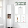 SoBuy BZR147-W Coloană de Baie Înaltă și Etanșă cu Rafturi Deschise și Uși, Dulap de Depozitare Baie Alb din MDF/PB 30x170x30cm