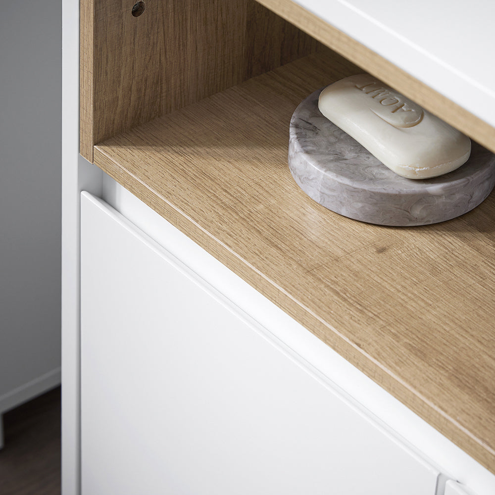 SoBuy BZR148-W Meuble Sous Lavabo de Salle de Bain, Meuble Sous Vasque à 2 Portes