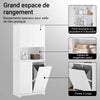 SoBuy BZR150-W colonne salle de bain blanche – grand espace de rangement, porte anti-humidité, étagère ouverte et panier à linge