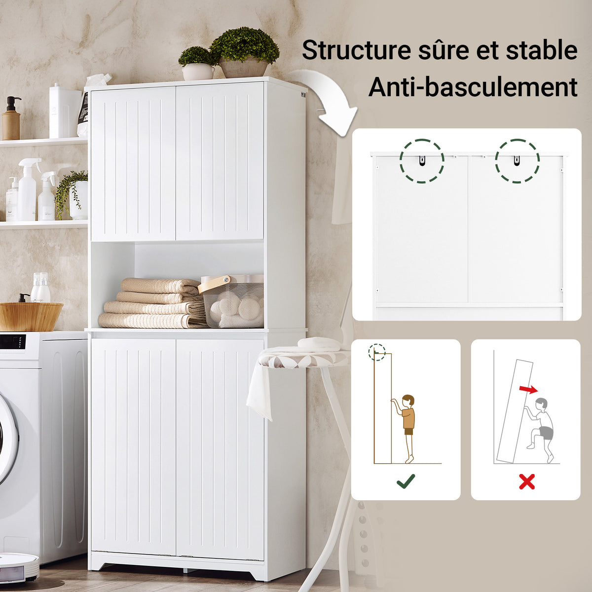 SoBuy BZR150-W structure sûre et stable – système anti-basculement intégré pour sécurité au quotidien