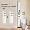 SoBuy BZR151-W Dulap de baie pentru spații înguste - Dulap compact de depozitare cu raft reglabil și sertar, pentru baie - Dulap de toaletă din lemn, alb, 20x20x96 cm