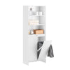 SoBuy BZR155-W Dulap înalt de baie cu coș de rufe – Dulap înalt și îngust cu uși și rafturi deschise – Dulap depozitare WC, Alb 60x30x171cm
