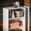 SoBuy BZR155-W Dulap înalt de baie cu coș de rufe – Dulap înalt și îngust cu uși și rafturi deschise – Dulap depozitare WC, Alb 60x30x171cm