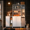 SoBuy BZR156-W Dulap de baie cu coș de rufe – Coloană de depozitare îngustă pentru WC cu ușă rabatabilă și rafturi deschise, 86x50x30cm, Alb