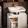 SoBuy BZR157-W Dulap sub chiuvetă pentru baie, Dulap de depozitare cu rafturi reglabile, Rezistent la umiditate, Ideal pentru băi mici, Alb, MDF 60x61x30cm