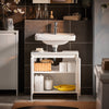 SoBuy BZR157-W Dulap sub chiuvetă pentru baie, Dulap de depozitare cu rafturi reglabile, Rezistent la umiditate, Ideal pentru băi mici, Alb, MDF 60x61x30cm
