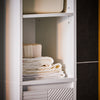 SoBuy BZR158-W Mobilier baie cu coș de rufe, coloană de baie, dulap înalt, îngust din MDF alb, cu rafturi reglabile, depozitare deschisă perfectă pentru spații mici 30x170x30 cm