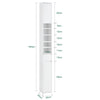 SoBuy BZR160-W Colonne Salle de Bain 20x180x20 cm, Petit Meuble Rangement WC, Meuble Salle de Bain avec Portes, Tiroir, Étagères, Armoire Haute Gain de Place