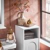 SoBuy BZR161-W Meuble Salle de Bain avec Panier à Linge Armoire de Salle de Bain avec Sac Amovible & Pieds protégés par Silicone Meuble buanderie Compact pour WC invités, Blanc 30x97x30cm
