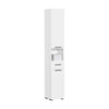 SoBuy BZR166-W Meuble Colonne, Armoire de Rangement Placard de Rangement Étroite, 1 Tiroir, 2 Portes et 2 Étagères Réglables