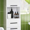 SoBuy BZR166-W Meuble Colonne, Armoire de Rangement Placard de Rangement Étroite, 1 Tiroir, 2 Portes et 2 Étagères Réglables