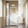 SoBuy BZR167-GW Meuble Colonne Salle de Bain, Armoire de Rangement Placard de Rangement Étroite, 1 Tiroir, 2 Portes et 5 Compartiments Ouverts, Étagères Réglables, Blanc Brillant, 20x20x180 cm
